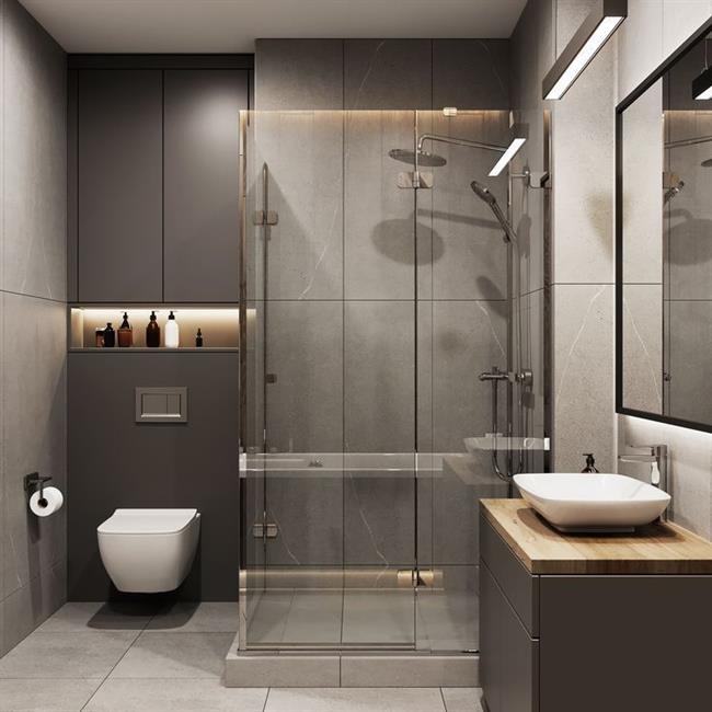 Modern minimalist bathroom interior, modern bathroom cabinet